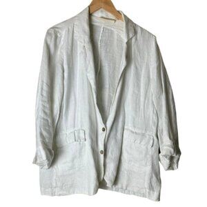 REISTOR Linen-like Cupro White Blazer Shirt Jacket Size XL